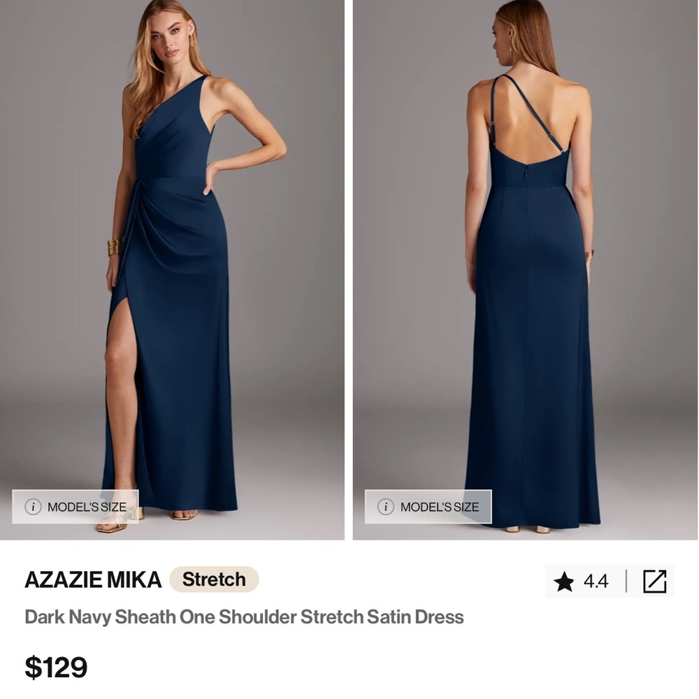 Azazie Blue Asymmetrical One Shoulder Sheath Dress